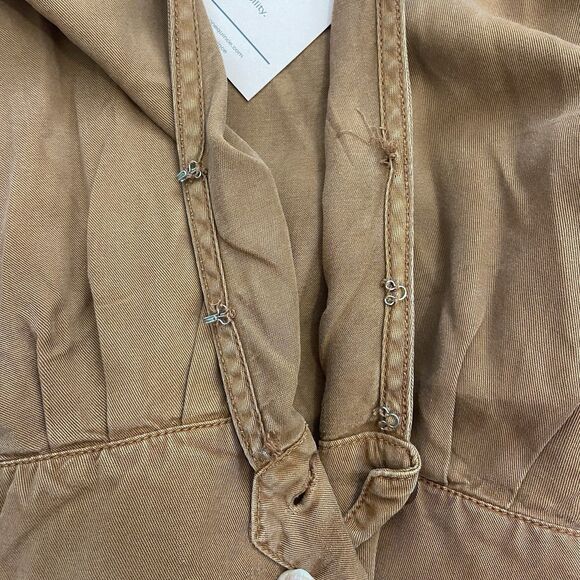 Quince Vintage Wash Tencel Button Front Tie Back Dress Terracotta Size Small - Picture 11 of 13